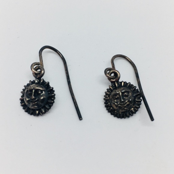 Cute Sterling Silver Hanging Sun Earrings - Picture 1 of 2